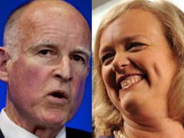 Jerry Brown holds a 10-point lead over Meg Whitman heading into the final week of the election. Image: ##http://losangeles.cbslocal.com/2010/10/21/poll-california-voters-back-off-whitman-prop-19/##CBS Los Angeles##