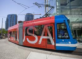 This streetcar was Made in the USA. Could the USA make more? ##http://www.oregonlive.com/business/index.ssf/2009/07/transportation_secretary_watch.html##Doug Beghtel/The Oregonian##