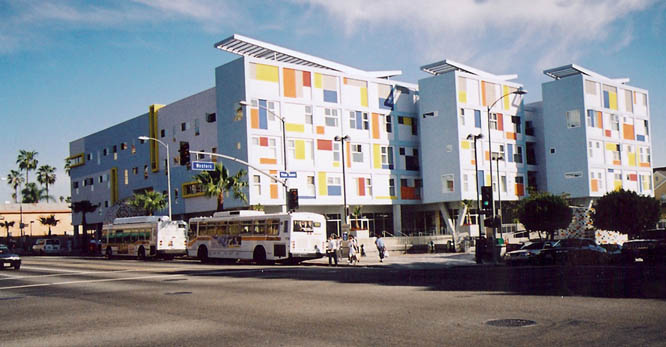 Hollywood Transit Village, a model of affordable housing near transit. HUD is working with communities to ensure that transit doesn't force out existing residents. Photo: