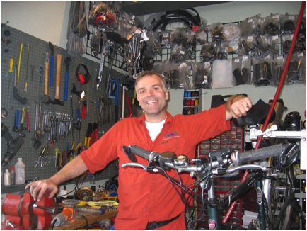 Wake Gregg in his ebike shop. Photo by the authors.