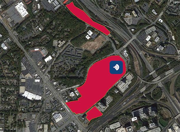 Here is the super walkable (*sarcasm*) new location for the Braves stadium, which promises more parking and better highway access. Image: ##http://www.ajc.com/news/sports/baseball/braves-plan-to-build-new-stadium-in-cobb/nbpNQ/## Atlanta Journal Constitution##