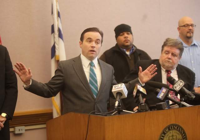 Cincinnati Mayor John Cranley said he would allow the city's streetcar project to continue, if private funds to operate it could be found. Image: ##http://news.cincinnati.com/article/20131212/NEWS/312120035/Cranley-making-major-streetcar-announcement-today&nocache=1## Cincinnati Enquirer##
