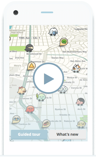 Waze, an app that encourages drivers to enter real time data about road conditions, just sold to Google for $1.1 billion. Image: Waze