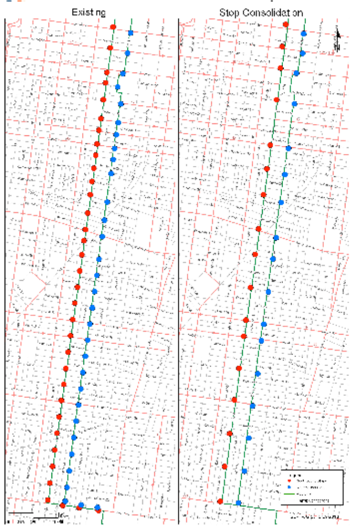 A map of stop consolidation along the 47 route. Image courtesy of SEPTA and the city of Philadelphia