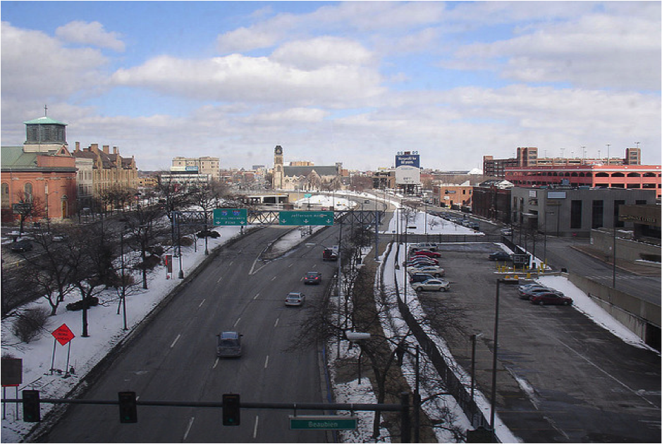 Detroit's I-375 was an urban renewal project that permanently reduced the quality of urban life in the Motor City. Image: CNU