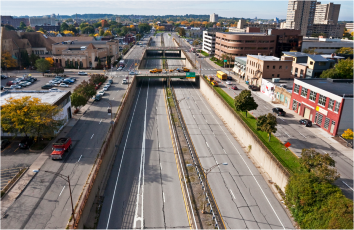 The city of Rochester has secured federal funding to convert portions of its Innerloop freeway to an at-grade city street. Image: CNU