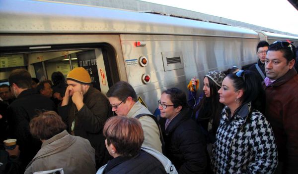 More riders and higher sales taxes make for a sunny financial outlook for transit. Photo: ##http://www.newsday.com/long-island/lirr-commuters-pack-trains-a-week-after-sandy-1.4188094##Newsday##