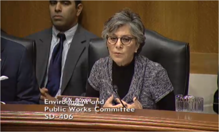 EPW Committee Chair Barbara Boxer said she's proud of the bipartisan bill the committee passed unanimously this morning.