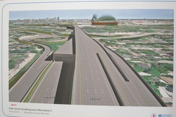 The Wisconsin Department of Transportation is considering building a double-decker freeway in Milwaukee. Image: WISDOT