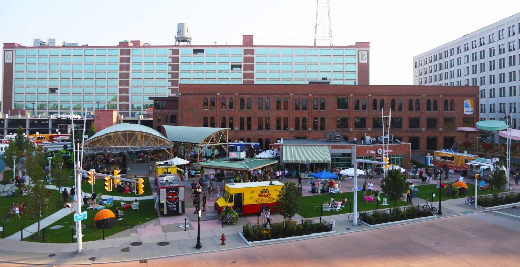Larkin Square's Food Truck Tuesdays are one example of Buffalo's recent successes in revitalizing its urban core. Photo: ##http://www.larkinsquare.com/##Larkin Square##