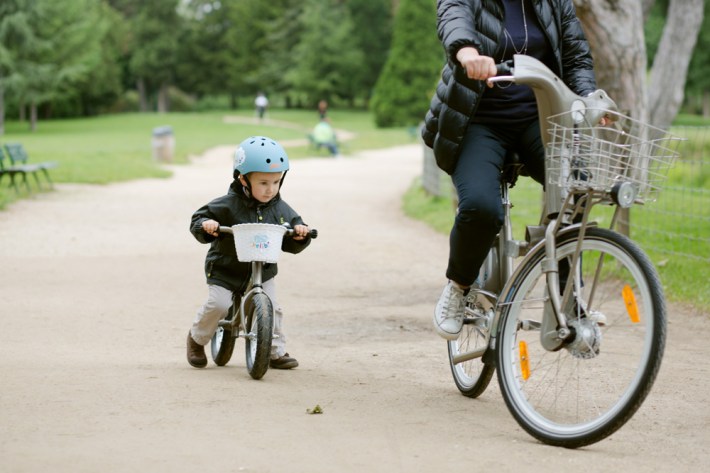 Paris is the first city in the world to launch a modified bike-share for kids. Photo: ##http://www.fastcodesign.com/3032161/slicker-city/paris-launches-ptit-velib-a-bike-share-for-kids#1##Fast Co-Design##