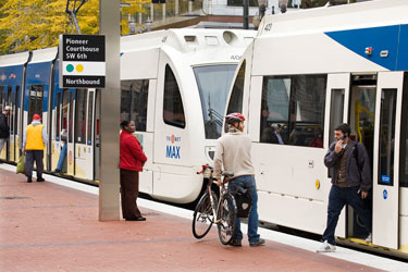 Portland's Max Blue Line Light Rail helped reduce driving far more than its ridership numbers would suggest, a new study finds. Photo: TriNet