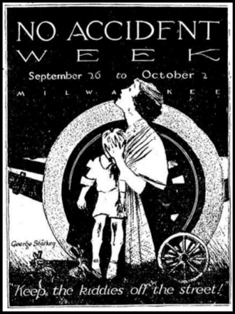 Posters like this one, from 1920, advocated a Vision Zero of sorts -- but sought to get there by controlling kids, not cars. Image via Peter Norton