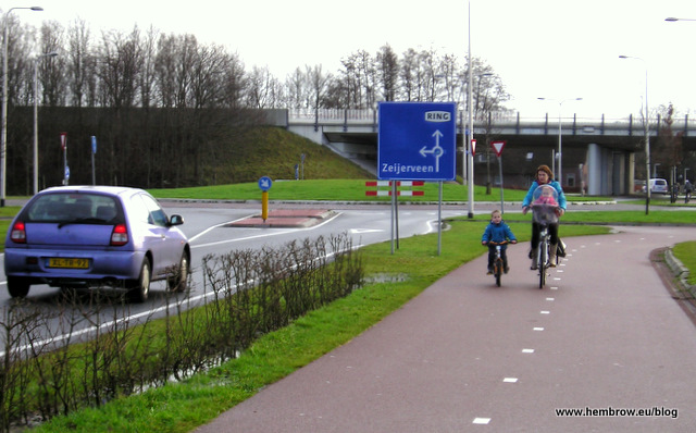 Dutch bike infrastructure is light years ahead of America's. But maybe it's their progressive policies on gender and family that have more to do with high rates of women biking. Photo: ##http://www.aviewfromthecyclepath.com/2012/01/campaign-for-sustainable-safety-not.html##A View from the Cycle Path##