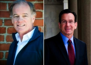 Republican Tom Foley, left, is challenging Connecticut Gov. Dan Malloy, right.