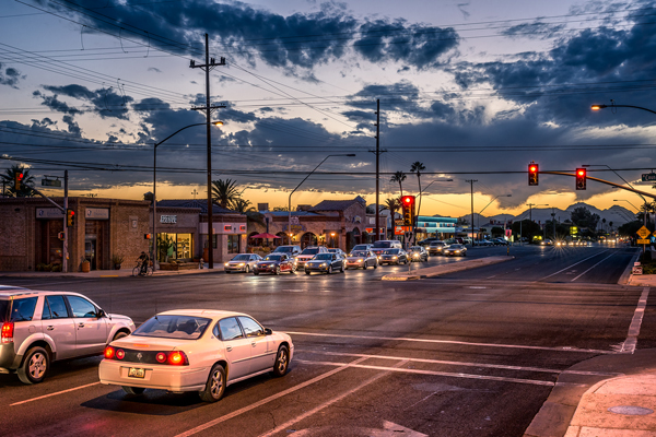 Pima County is insisting on widening Broadway Avenue, whether Tucson wants it or not. Photo: Jude Ignacio and Gerardine Vargas via ##http://blog.preservationleadershipforum.org/2014/02/11/sunshine-mile/#.VIi7kWTF9Ns##Preservation Leadership Forum##