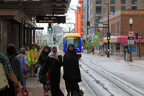 Minnapolis' Washington Avenue is thriving after the addition of light rail and bike facilities. Photo: Greater Greater Washington