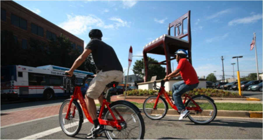 Capital Bikeshare struggles to accommodate low-income users, despite outreach efforts, station siting in low-income areas, subsidies, and efforts to include those without bank accounts. Photo: DDOT, via ##https://www.livingcities.org/blog/740-how-can-shared-mobility-help-connect-low-income-people-to-opportunity##ITDP##