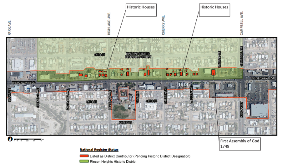 This diagram shows the properties at risk on just one segment of Broadway.