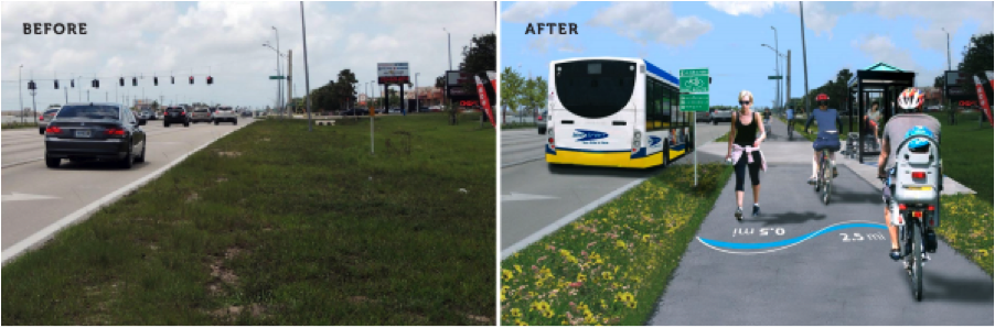 Transformations like this one, in Lee County, Florida, are what TIGER is all about. Images: ##http://www.leegov.com/gov/dept/sustainability/Documents/Lee%20County%20TIGER%20v%20Grant%20Narrative.pdf##Lee County##