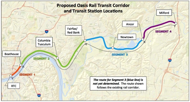 The proposal for "Oasis" commuter rail along the highway would serve small villages and scarcely populated areas. Image: Easterncorridor.org