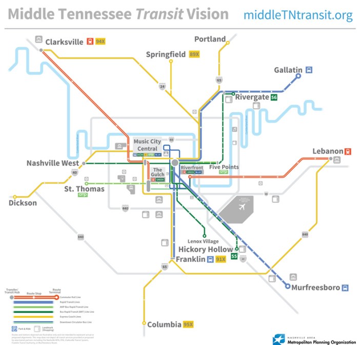Nashville's 7-mile "Amp" BRT was part of a larger vision for a better connected, more efficient region. Image: AMP Yes