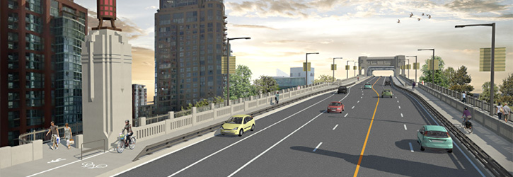 City officials want to add another bike lane to the Burrard Bridge. Image: Vancouver