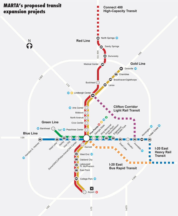 MARTA hopes to expand its rail service in Fulton and DeKalb Counties. Image: ##http://wabe.org/post/8b-marta-rail-expansion-proposal-explained##ItsMARTA via WABE##
