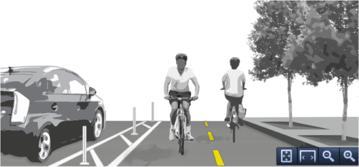 This image is from the FHWA's own ##http://www.fhwa.dot.gov/environment/bicycle_pedestrian/publications/separated_bikelane_pdg/separatedbikelane_pdg.pdf##Separated Bike Lane Planning & Design Guide## -- but these designs aren't endorsed by the agency's new rules.