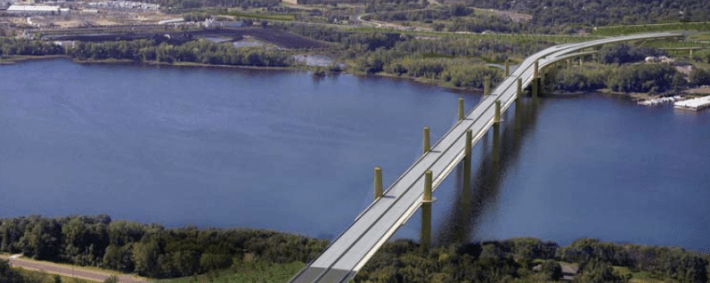The cost to construct this bridge ($600 million) is more than the estimated $500 million it would cost to bring Minnesota's 1,191 "structurally deficient" bridges into a state of good repair. Guess which the state is moving ahead with. Image: Minnesota DOT