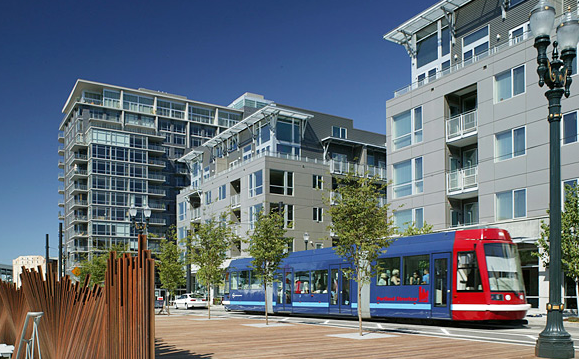 Transit-oriented development in Portland's Pearl District. Photo: Smartgrowth.org