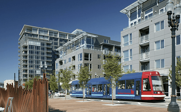 Transit-oriented development in Portland's Pearl District. Photo: Smartgrowth.org