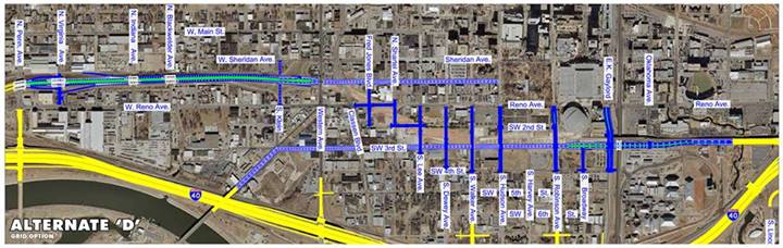 Oklahoma City advocates, with help from FHWA, were able to force the state to consider restoring the street grid as an alternative to replacing I-40. But the state ultimately rejected this alternative. Image: ODOT