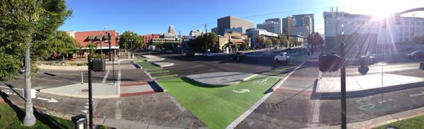 Salt Lake City's new protected intersection. Photo: Alta Planning