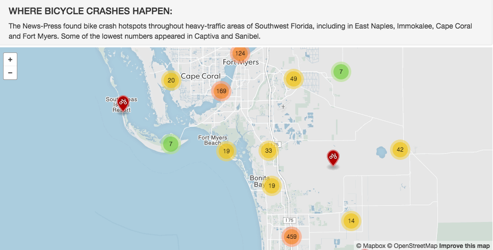The News Press mapped the most dangerous locations for cyclists.
