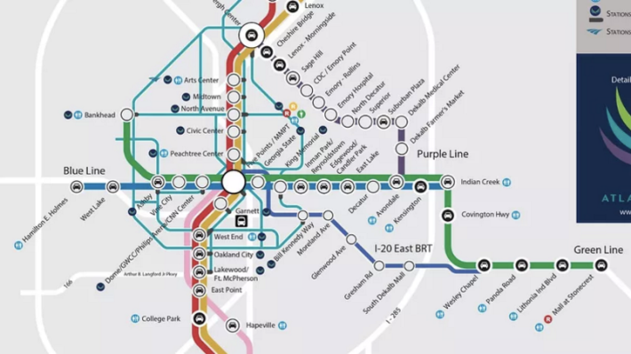 This dream map of Atlanta transit is looking more and more possible. Map: Jason Lathbury via Curbed