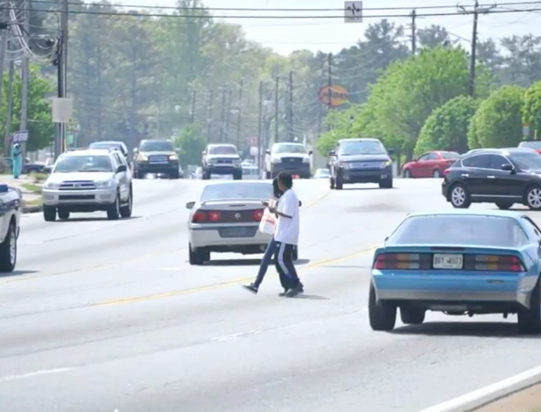 Foxx used this image of the Atlanta area to launch a discussion about the disparities in sidewalk infrastructure in America.