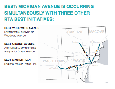 A large system of bus rapid transit would help connect Detroiters to suburban jobs -- if the region's voters approve funding this fall. Map: RTA Michigan