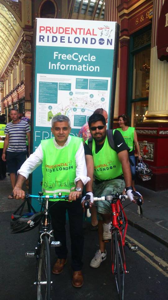 London's new Mayor Sadiq Khan says he wants to do better than Boris Johnson on cycling. Photo: Sadiq Khan on Facebook