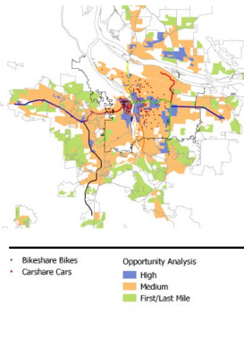 Urban areas with low car-ownership rates and strong transit are ideal for car and bike sharing. But a SUMC study found communities of color were being left out. Map: Shared Use Mobility Center