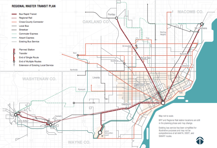 Detroit's regional transit plan. Map: Michigan