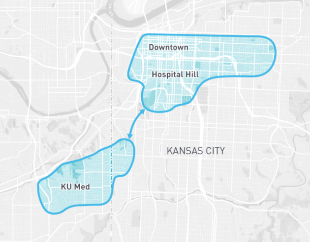 ansas City is using the private vanpool service Bridj to link two neighborhoods with weak transit connections. Image: Bridj