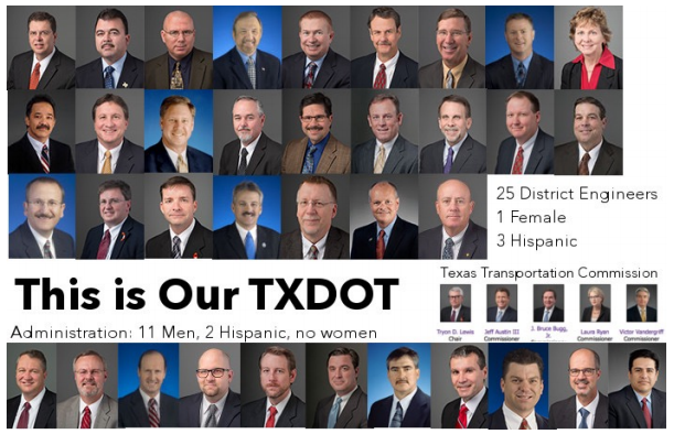 The Texas Department of Transportation isn't exactly a model of diversity either. Image: Jay Crossley