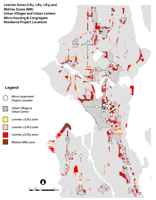 This map shows how small a potion of Seattle is zoned to allow anything denser than Single-family housing. Map: Seattle via Better Institutions