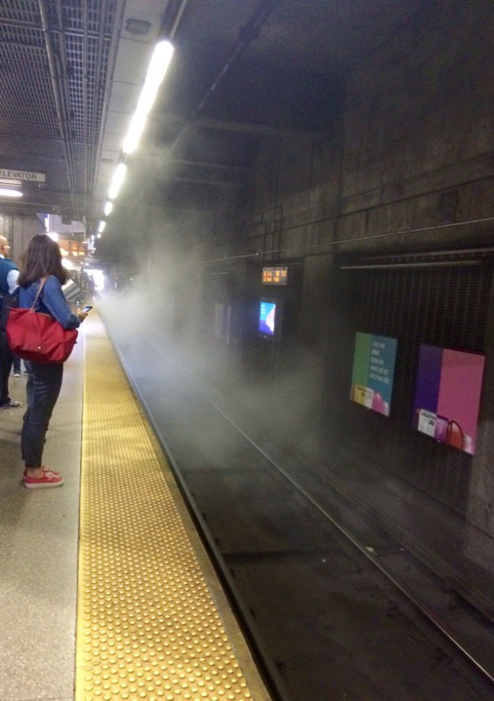 An MBTA Orange Line train caught fire last week in Boston. Photo: JIlly Sull