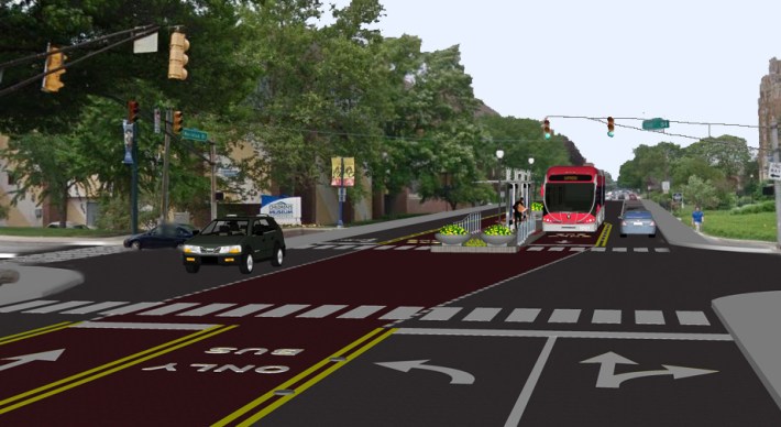 A rendering of Indianapolis' proposed Red Line BRT. Image via Indy Connect