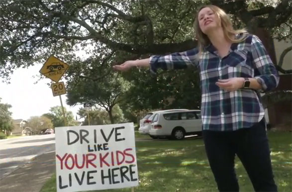 Kristi Flanagan just wanted to stop the speeding on her street. Image via Fox San Antonio