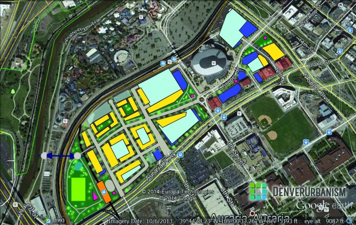 An infill development concept for Denver's championship parking crater. by Ken Schroeppel of Denver Urbanism