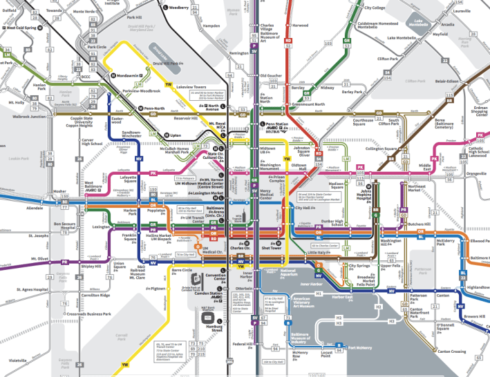 Baltimore's new bus map. Image: Maryland MTA
