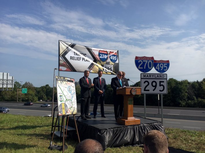"Highway Hogan" when he announced his $9-billion plan to widen state freeways. Photo: Maryland Department of Transportation/Twitter